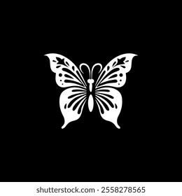 Butterfly silhouette vector illustration art design. Silhouette Butterflies Isolated. insects butterfly outline, tattoo, coloring, vector logo icon set on a white background.