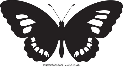 Butterfly silhouette vector illustration, butterfly silhouette icon vector
