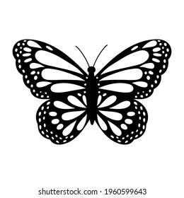 Butterfly silhouette. Vector illustration isolated on white background. Design for invitations, wedding or greeting cards.