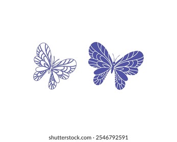 Butterfly silhouette vector illustration on white background. Butterfly Silhouette Vector Illustration in Black on White Background for Nature and Design Themes