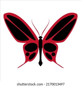Butterfly silhouette in vector for illustration. A simple form of an insect.