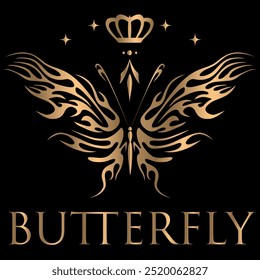 butterfly silhouette vector illustrations on a gold, butterflies isolated on black background,  Butterfly gold color, flying shape, vector design, Abstract modern monarch butterfly contours,