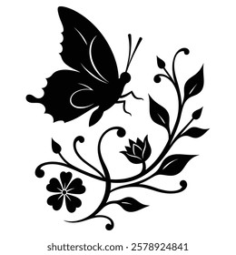 Butterfly silhouette vector leaf design