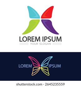 Butterfly silhouette vector logo with elegant curves and premium icon style