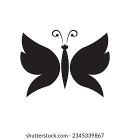 Butterfly silhouette vector on a white background color style design  icon editable stroke, sign, symbol outline line button isolated on white 
