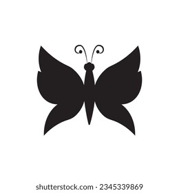 Vector de silueta de mariposa sobre un icono de diseño de color de fondo blanco trazo editable, signo, botón de línea de contorno de símbolo aislado en blanco 
