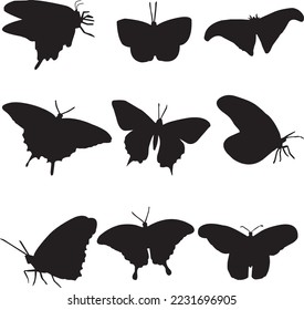  Butterfly silhouette vector set.it is a editable eps file