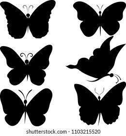 butterfly silhouette vector sticker set