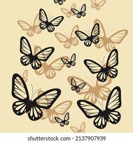Butterfly silhouettes. Abstract vector illustration isolated on light background.