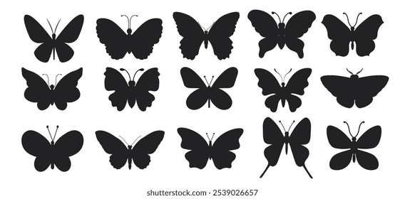 Butterfly silhouettes collection illustration Vector	