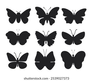 Butterfly silhouettes collection illustration Vector	