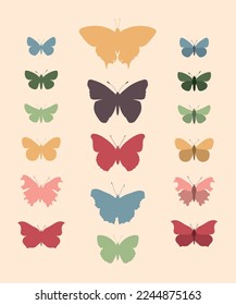 Butterfly Silhouettes. Set of hand-drawn vector illustrations.