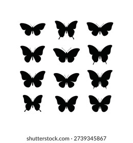 Butterfly Silhouettes Set Vector Design