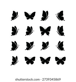 Butterfly Silhouettes Set Vector Design