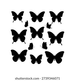 Butterfly Silhouettes Set Vector Design