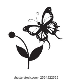 Butterfly Silhuoette Vector style with white background 