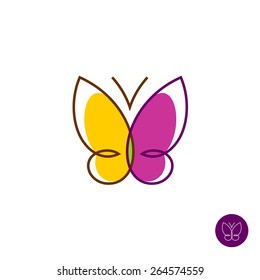 Butterfly simple colorful linear logo template