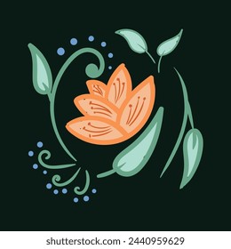 Mariposa con fondo de ilustración de flor simple con verde, rosa, azul, niños, dibujo a mano, papel pintado, hermoso. Ilustración de vector