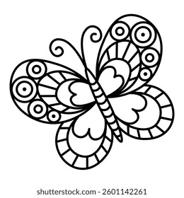 A butterfly with a simple hand-drawn outline. A delicate and whimsical spring-themed design.