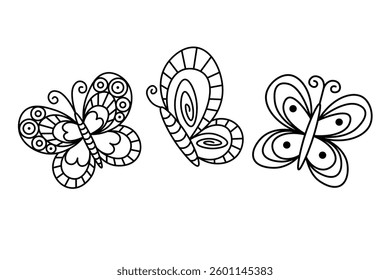 A butterfly with a simple hand-drawn outline. A delicate and whimsical spring-themed design.