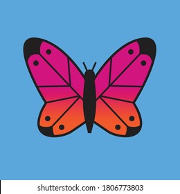 butterfly simple heavy line retro style illustration