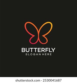 butterfly simple line logo design concept