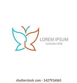 butterfly simple logo design vector