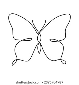 Butterfly  single continuous one line out line vector art  drawing  and tattoo design