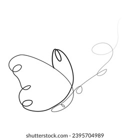 Butterfly  single continuous one line out line vector art  drawing  and tattoo design