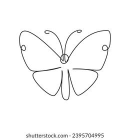 Dibujo de arte vectorial de línea de una sola línea de salida de mariposa y diseño de tatuajes