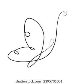 Butterfly  single continuous one line out line vector art  drawing  and tattoo design