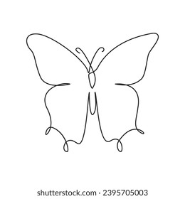 Butterfly  single continuous one line out line vector art  drawing  and tattoo design