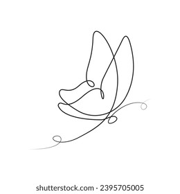 Butterfly  single continuous one line out line vector art  drawing  and tattoo design