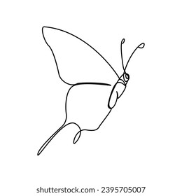 Butterfly  single continuous one line out line vector art  drawing  and tattoo design