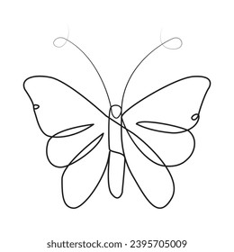 Butterfly  single continuous one line out line vector art  drawing  and tattoo design