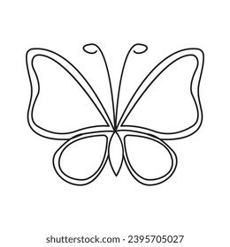 Dibujo de arte vectorial de línea de una sola línea de salida de mariposa y diseño de tatuajes