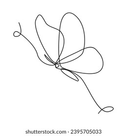 Butterfly  single continuous one line out line vector art  drawing  and tattoo design
