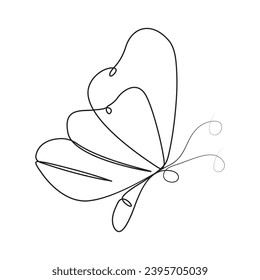 Butterfly  single continuous one line out line vector art  drawing  and tattoo design