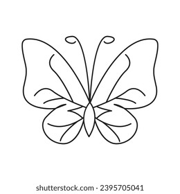 Butterfly  single continuous one line out line vector art  drawing  and tattoo design