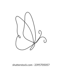 Dibujo de arte vectorial de línea de una sola línea de salida de mariposa y diseño de tatuajes
