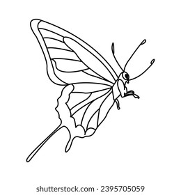 Dibujo de arte vectorial de línea de una sola línea de salida de mariposa y diseño de tatuajes