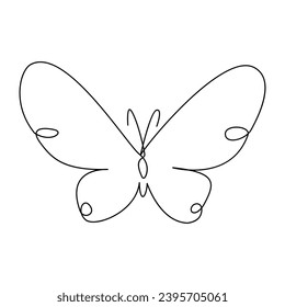 Butterfly  single continuous one line out line vector art  drawing  and tattoo design