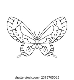 Dibujo de arte vectorial de línea de una sola línea de salida de mariposa y diseño de tatuajes