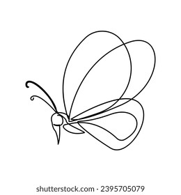 Butterfly  single continuous one line out line vector art  drawing  and tattoo design