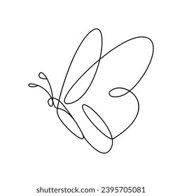 Butterfly  single continuous one line out line vector art  drawing  and tattoo design