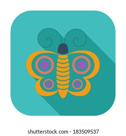 Butterfly single flat color icon. Vector illustration.