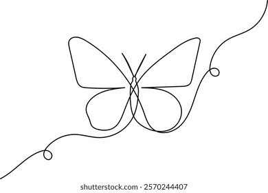 Butterfly single-line art elegantly captures the delicate beauty of a butterfly in a single, uninterrupted line, symbolizing transformation and freedom.
