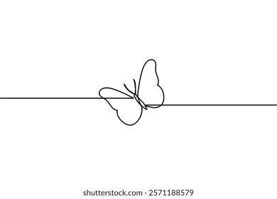 Butterfly single-line art gracefully portrays the intricate elegance of a butterfly, using a single continuous line to symbolize freedom and metamorphosis.