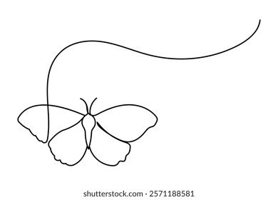 Butterfly single-line art gracefully portrays the intricate elegance of a butterfly, using a single continuous line to symbolize freedom and metamorphosis.