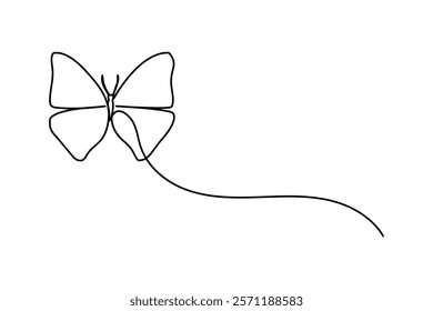 Butterfly single-line art gracefully portrays the intricate elegance of a butterfly, using a single continuous line to symbolize freedom and metamorphosis.